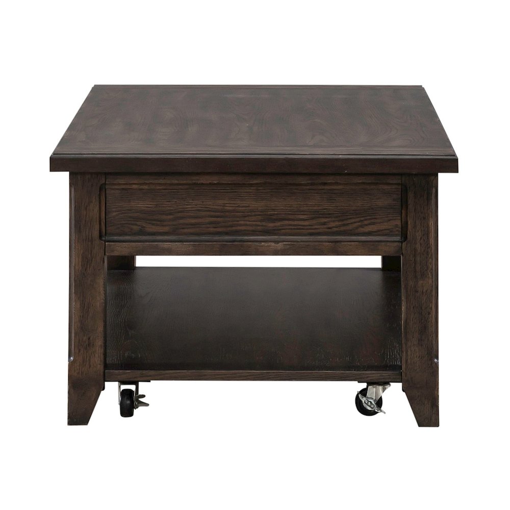 3 Pc Living Room Set - Lift Top Cocktail Table, 2 End Tables - Brown Oak Wood