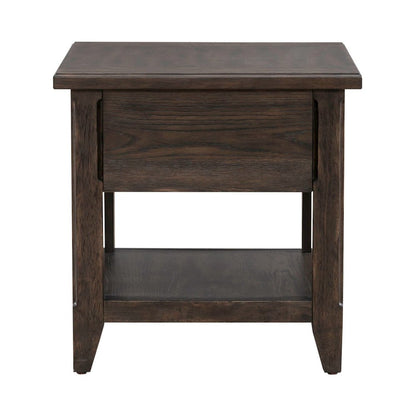 3 Pc Living Room Set - Stone Top Cocktail Table, 2 End Tables - Brown Oak Wood