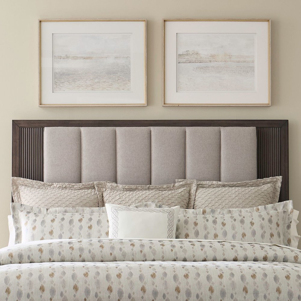 Modern Edge King Upholstered Bed, Dresser & Mirror Bedroom Set - Caffe