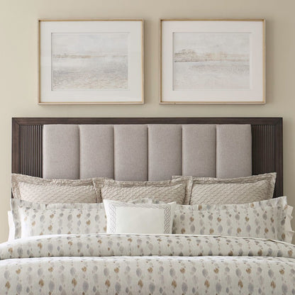 Modern Edge King Upholstered Bed, Dresser & Mirror Bedroom Set - Caffe