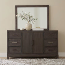 Modern Edge Dresser & Mirror Set for Bedroom - Caffe