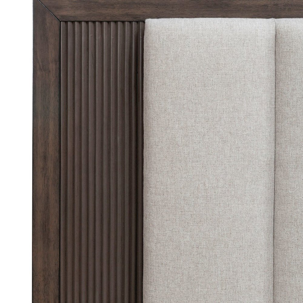 Modern Edge Queen Upholstered Bedframe for Bedroom - Caffe Brown
