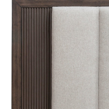 Modern Edge Queen Upholstered Bedframe for Bedroom - Caffe Brown