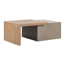3 Pc Living Room Set, Faux Concrete Block Cocktail Table, 2 End Tables- Oak Wood