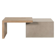 3 Pc Living Room Set, Faux Concrete Block Cocktail Table, 2 End Tables- Oak Wood