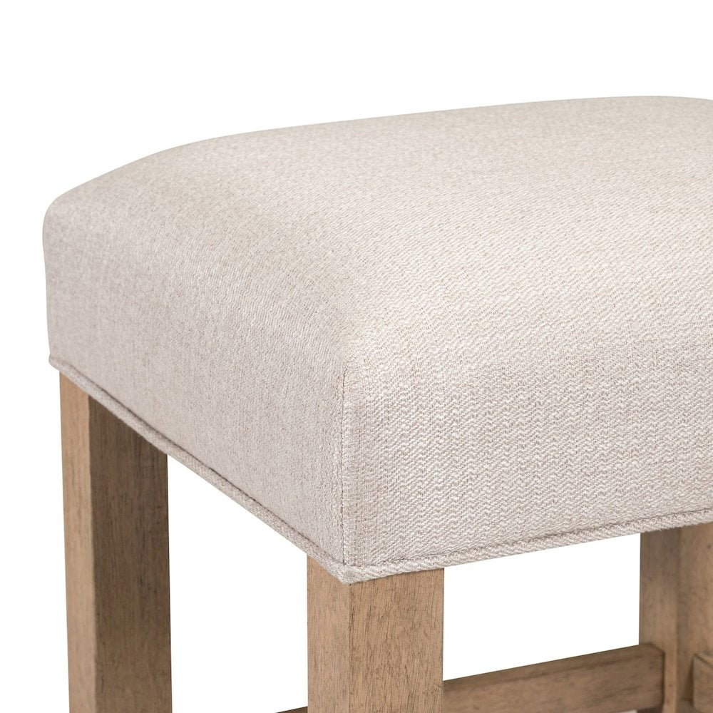 Corso Upholstered Console Stool 19" Height  - Oak Wood & Taupe Linen