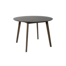 Elegant Round Dining Room Table and Chairs Set for 4 – Brown Rubberwood and Walnut