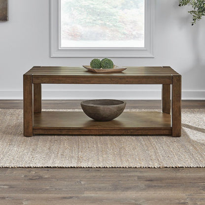 3 Piece Set - Rectangular Cocktail Table, 2 End Tables - Cobblestone Brown