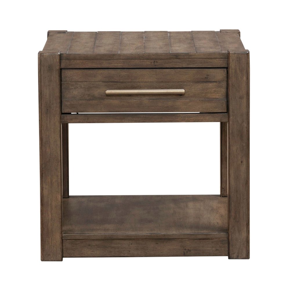 3 Piece Set - Round Cocktail Table, 2 End Tables Cobblestone Brown