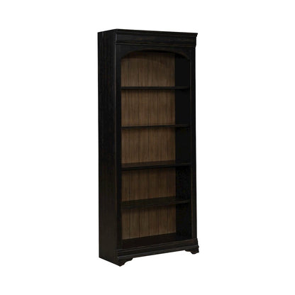 2 Piece Bunching Bookcase Set for Home Office - Aged Charcoal,Rub Thru & Caramel