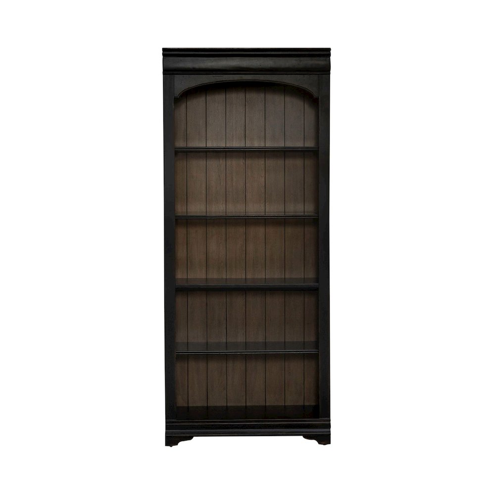 2 Piece Bunching Bookcase Set for Home Office - Aged Charcoal,Rub Thru & Caramel