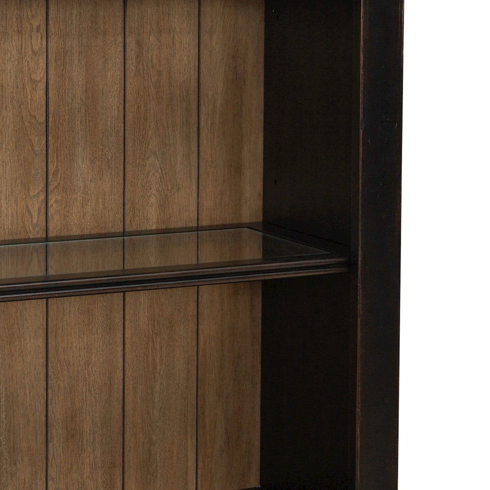 2 Piece Bunching Bookcase Set for Home Office - Aged Charcoal,Rub Thru & Caramel