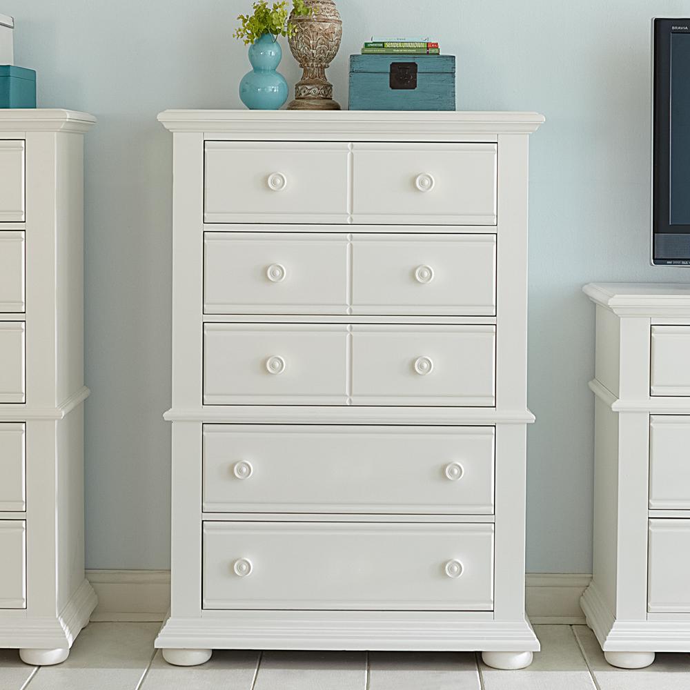 Summer House I 5 Drawer Chest in Oyster White
