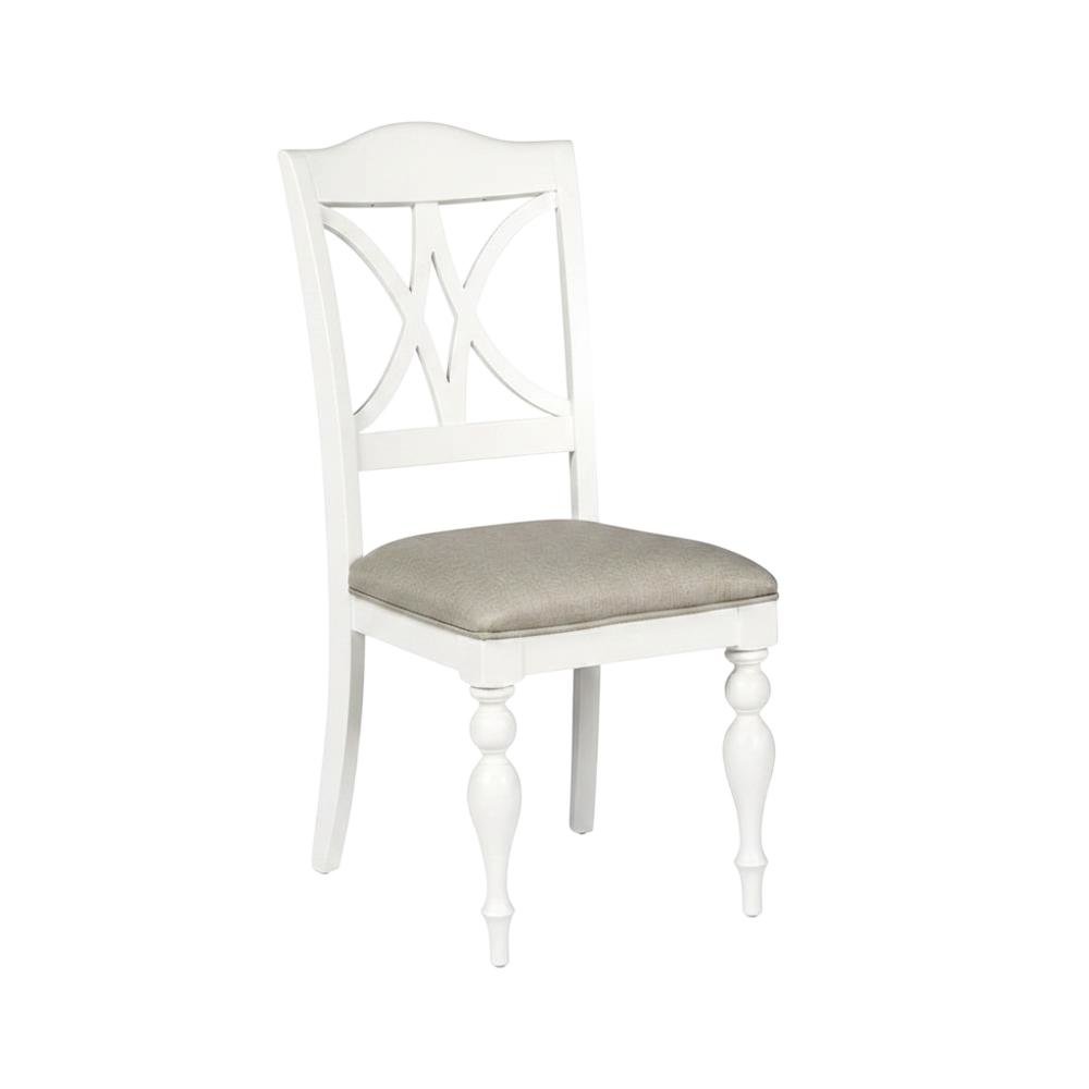 Solid Wood Slat-Back Dining Chairs for Kitchen and Dining Room, White, Set of 2