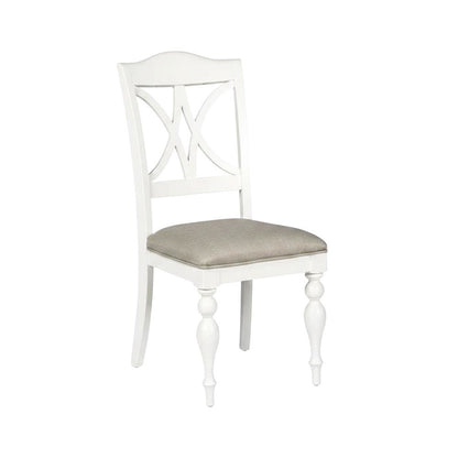 Solid Wood Slat-Back Dining Chairs for Kitchen and Dining Room, White, Set of 2