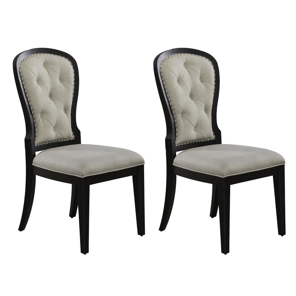 Uph Tufted Back Side Chair - Black - Set of 2 Traditional Multi