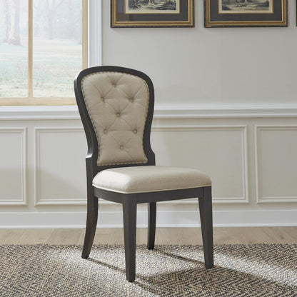 Uph Tufted Back Side Chair - Black - Set of 2 Traditional Multi