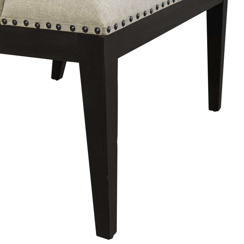 Americana Farmhouse Upholstered Shelter Dining Bench- Black in Dusty Taupe
