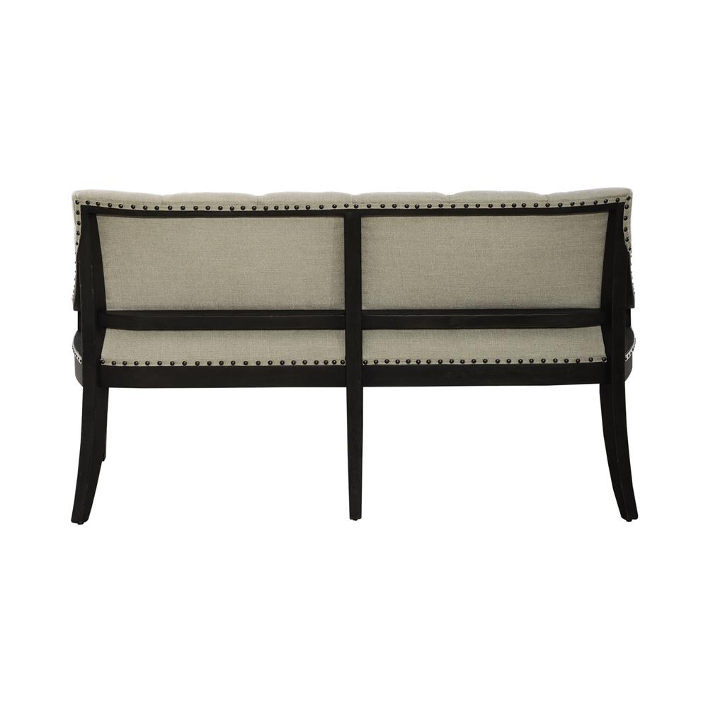 Americana Farmhouse Upholstered Shelter Dining Bench- Black in Dusty Taupe