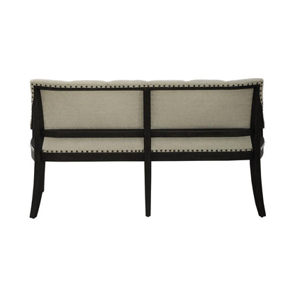 Americana Farmhouse Upholstered Shelter Dining Bench- Black in Dusty Taupe