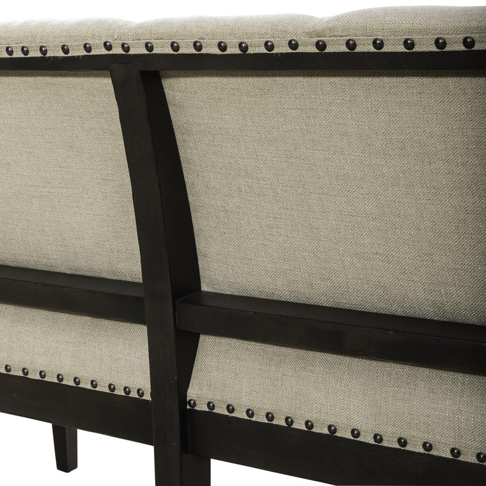 Americana Farmhouse Upholstered Shelter Dining Bench- Black in Dusty Taupe