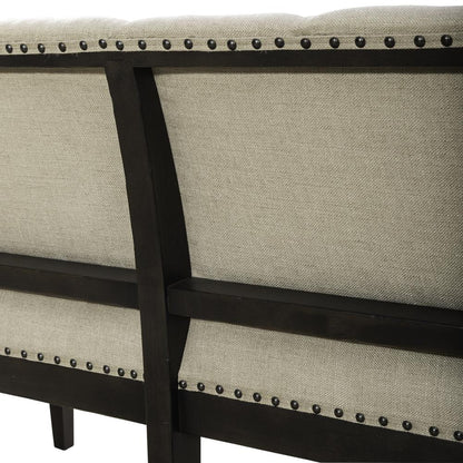 Americana Farmhouse Upholstered Shelter Dining Bench- Black in Dusty Taupe