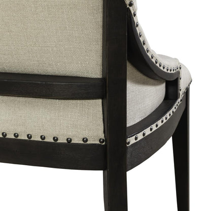 Americana Farmhouse Upholstered Shelter Dining Bench- Black in Dusty Taupe
