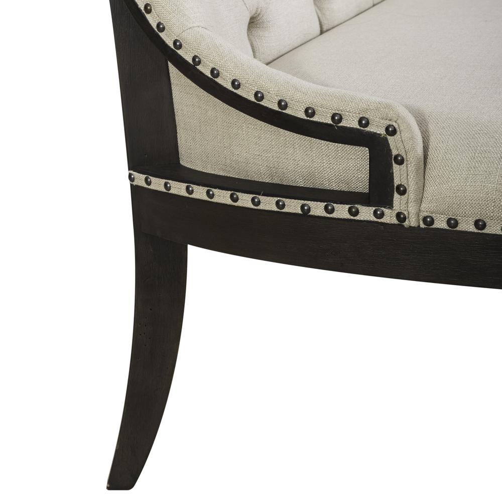 Americana Farmhouse Upholstered Shelter Dining Bench- Black in Dusty Taupe