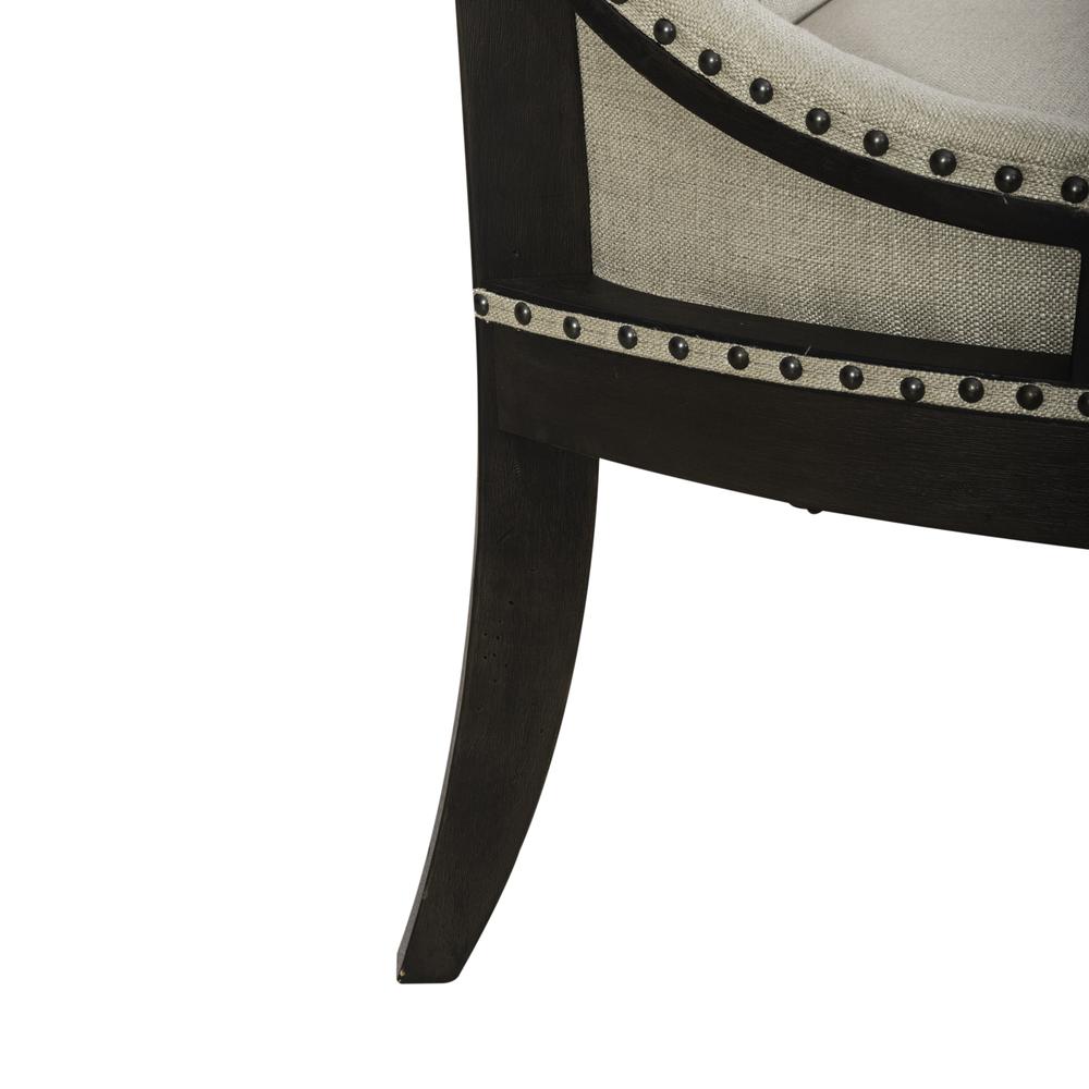 Americana Farmhouse Upholstered Shelter Dining Bench- Black in Dusty Taupe