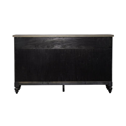 Americana Farmhouse Hall Buffet- Black in Dusty Taupe