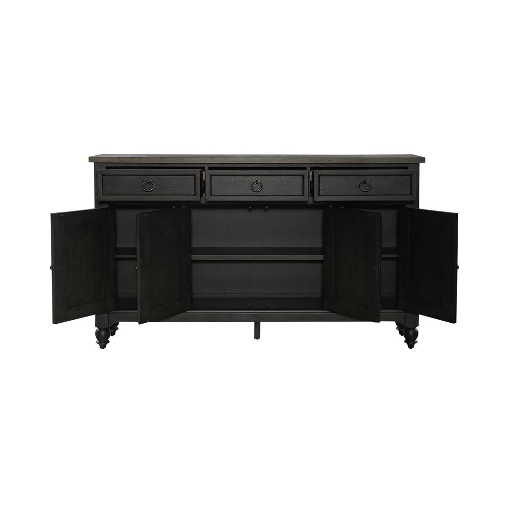 Americana Farmhouse Hall Buffet- Black in Dusty Taupe