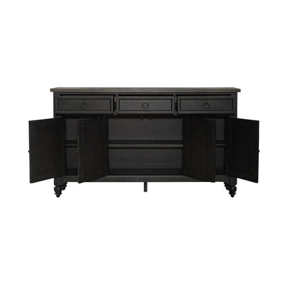 Americana Farmhouse Hall Buffet- Black in Dusty Taupe