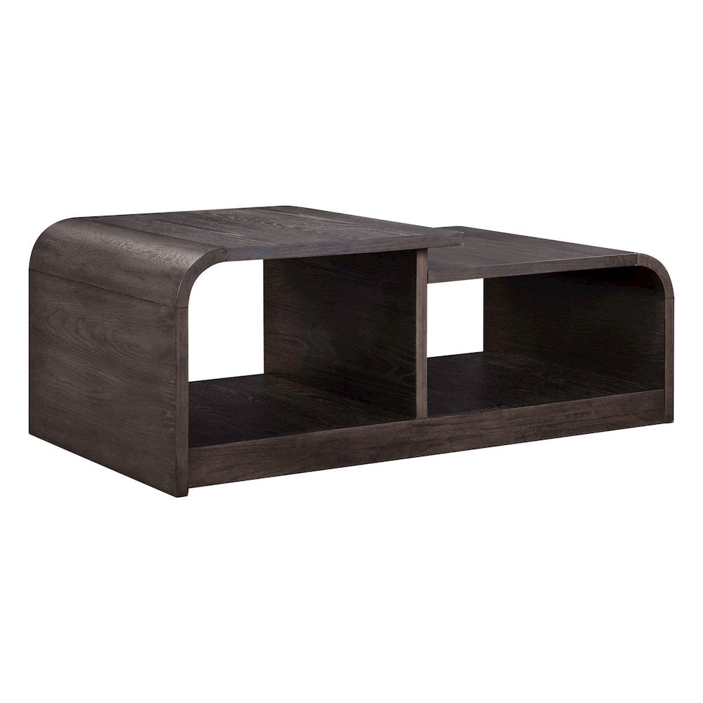 Living Room 3 PcSet Rounded Waterfall Edge Geometric Design - Espresso Oak Wood