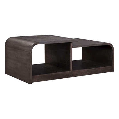 Living Room 3 PcSet Rounded Waterfall Edge Geometric Design - Espresso Oak Wood