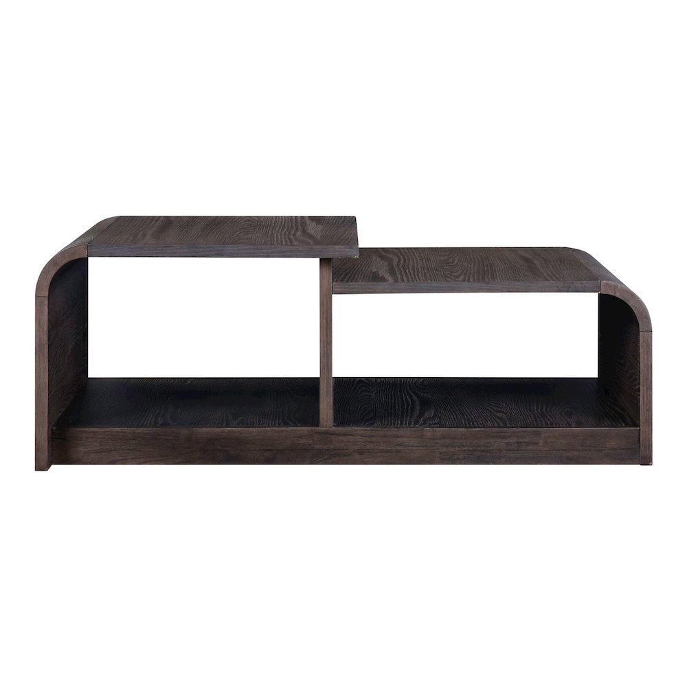 Living Room 3 PcSet Rounded Waterfall Edge Geometric Design - Espresso Oak Wood