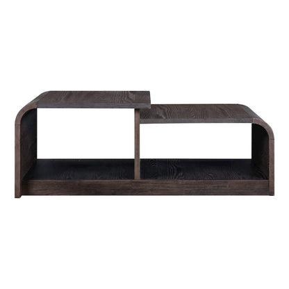 Living Room 3 PcSet Rounded Waterfall Edge Geometric Design - Espresso Oak Wood