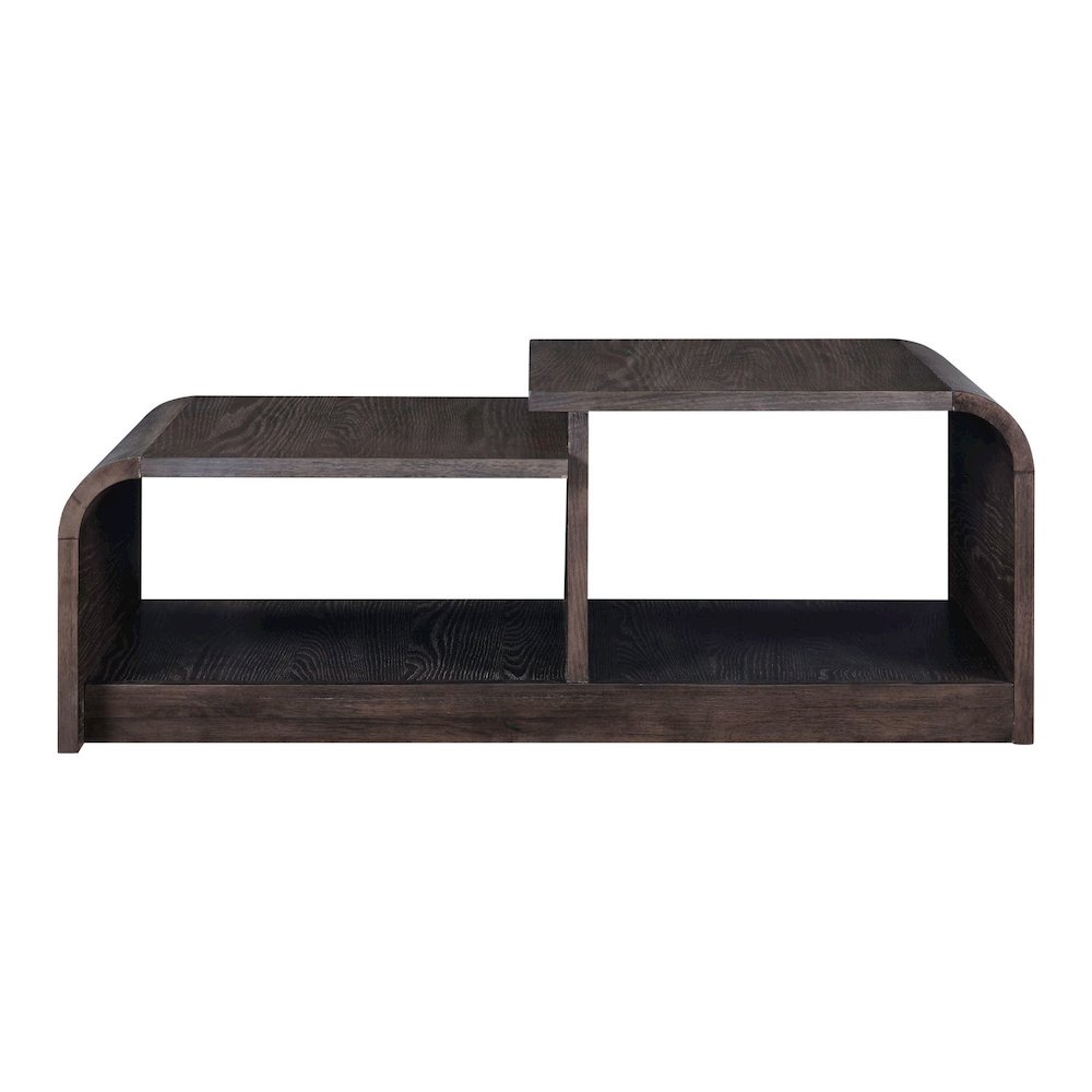 Living Room 3 PcSet Rounded Waterfall Edge Geometric Design - Espresso Oak Wood