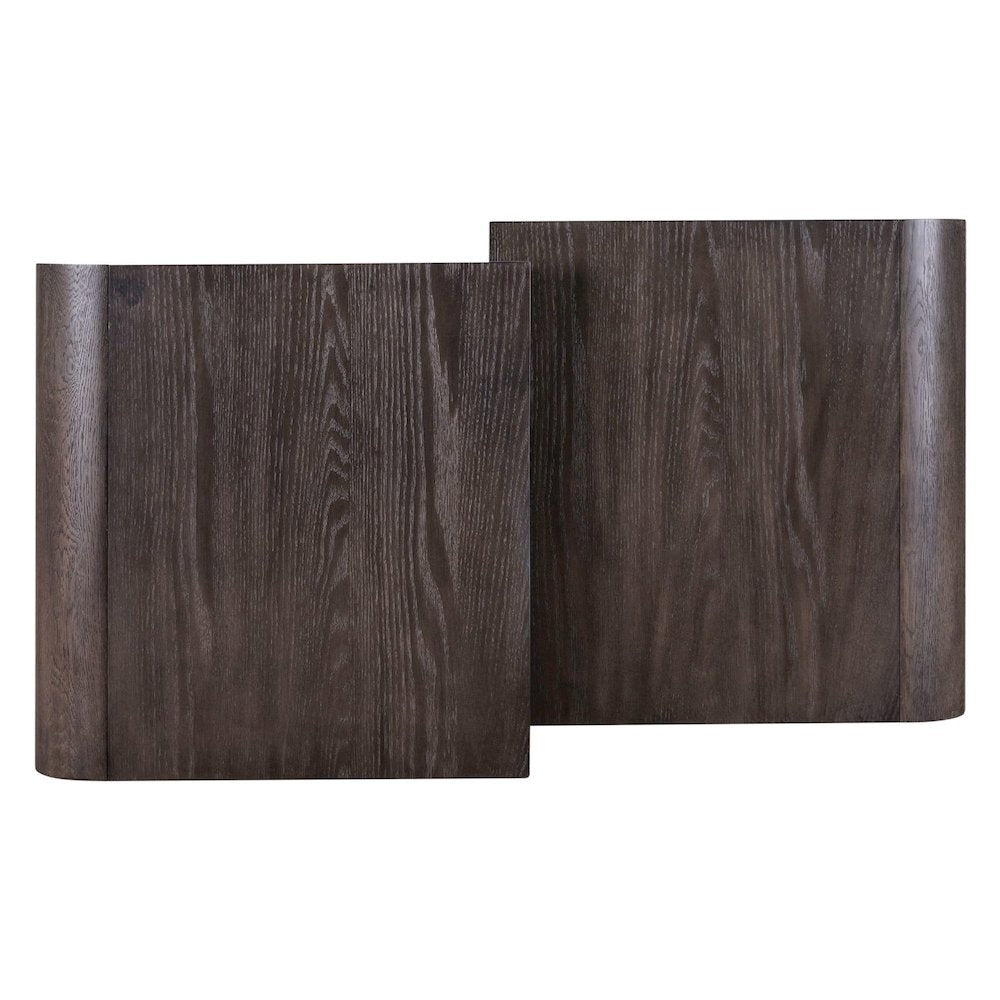 Living Room 3 PcSet Rounded Waterfall Edge Geometric Design - Espresso Oak Wood