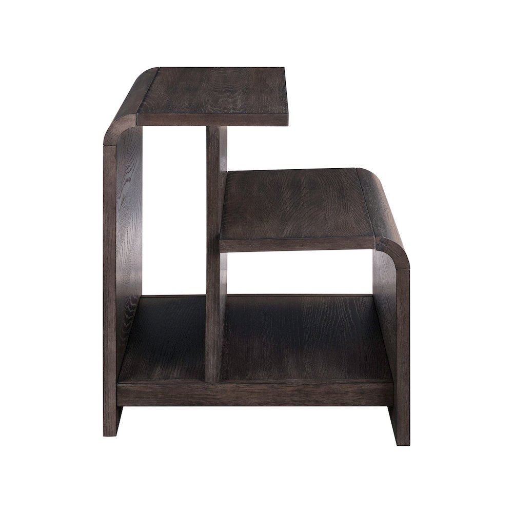 Living Room 3 PcSet Rounded Waterfall Edge Geometric Design - Espresso Oak Wood