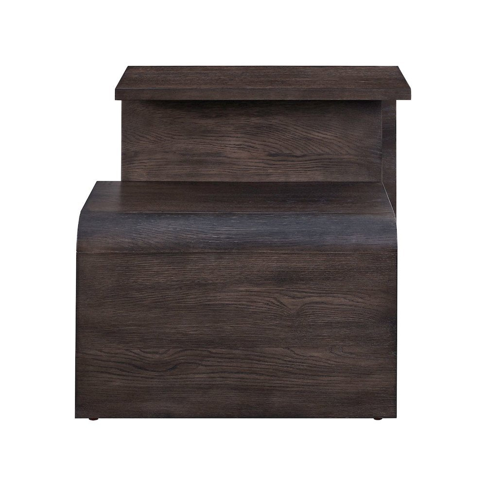 Living Room 3 PcSet Rounded Waterfall Edge Geometric Design - Espresso Oak Wood