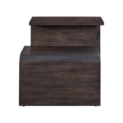 Living Room 3 PcSet Rounded Waterfall Edge Geometric Design - Espresso Oak Wood