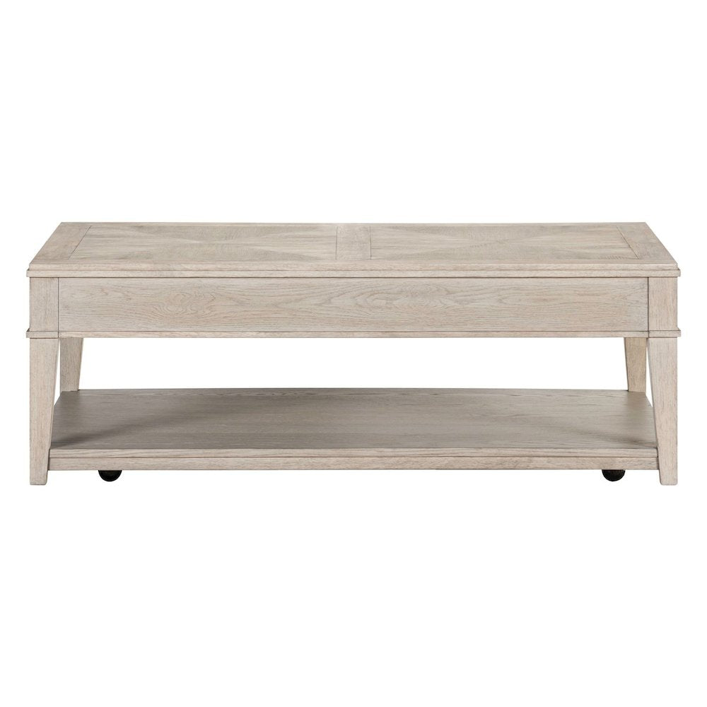 3 PcLiving Room Set Drawer Cocktail Table, 2 End Tables - White Oak Wood