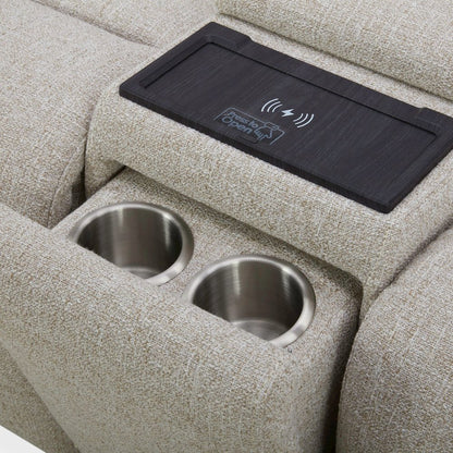 Power Recline Sofa & Loveseat  with Charging Ports - Nathan Ginger Fabric