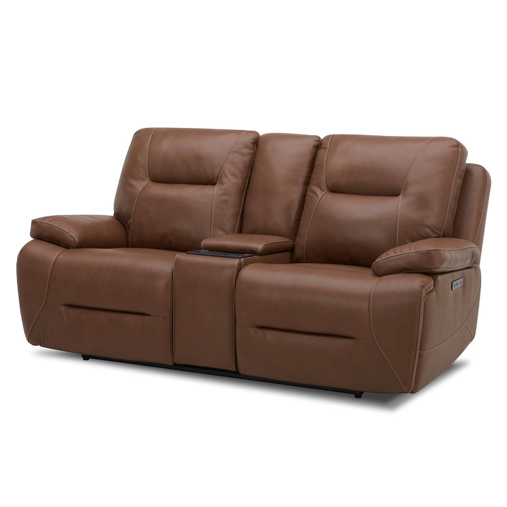 Cameron Power Recline Sofa & Loveseat with Charging Ports -Dakota Saddle Leather
