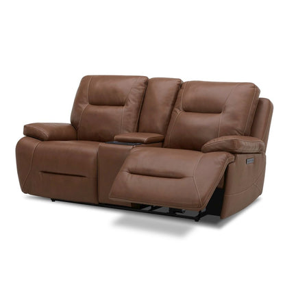 Cameron Power Recline Sofa & Loveseat with Charging Ports -Dakota Saddle Leather