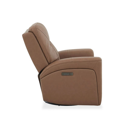 Bennett Recliner Armchair with Swivel Base, Charging Ports - Butternut Leather