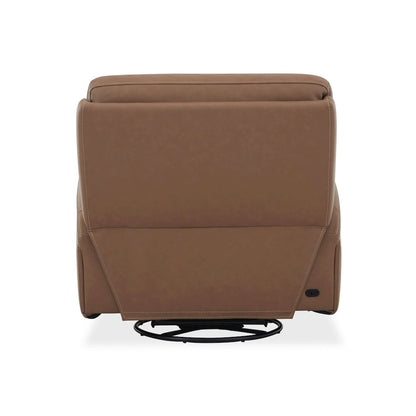 Bennett Recliner Armchair with Swivel Base, Charging Ports - Butternut Leather