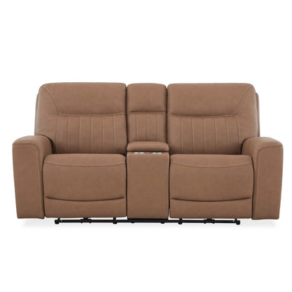 Bennett Power Recline Sofa & Loveseat with Charging Ports - Butternut Leather
