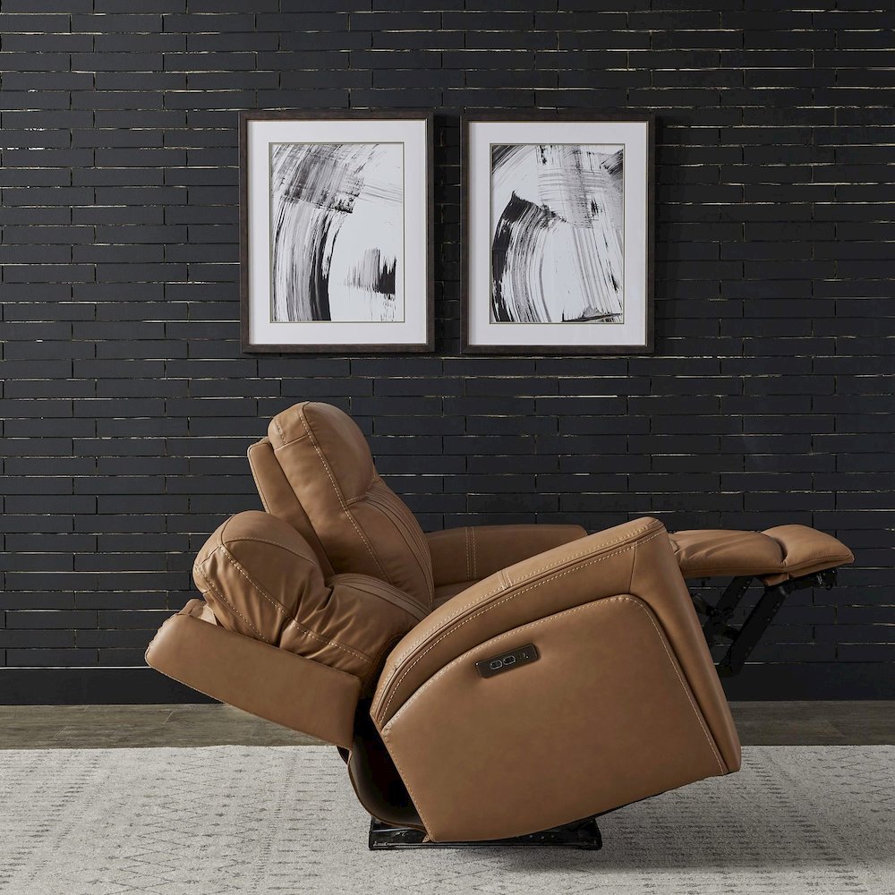 Bennett Power Recline Sofa & Loveseat with Charging Ports - Butternut Leather