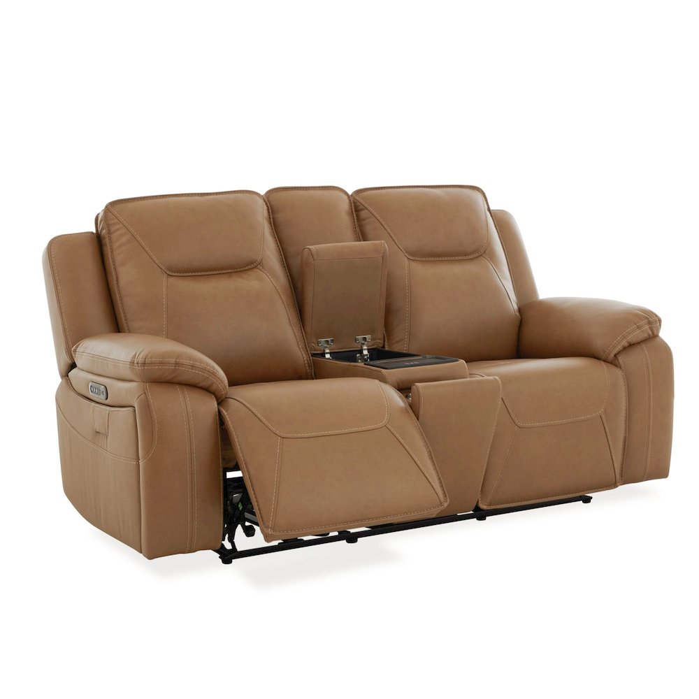 Power Recline Sofa & Loveseat with Charging Ports - York Butternut Leather